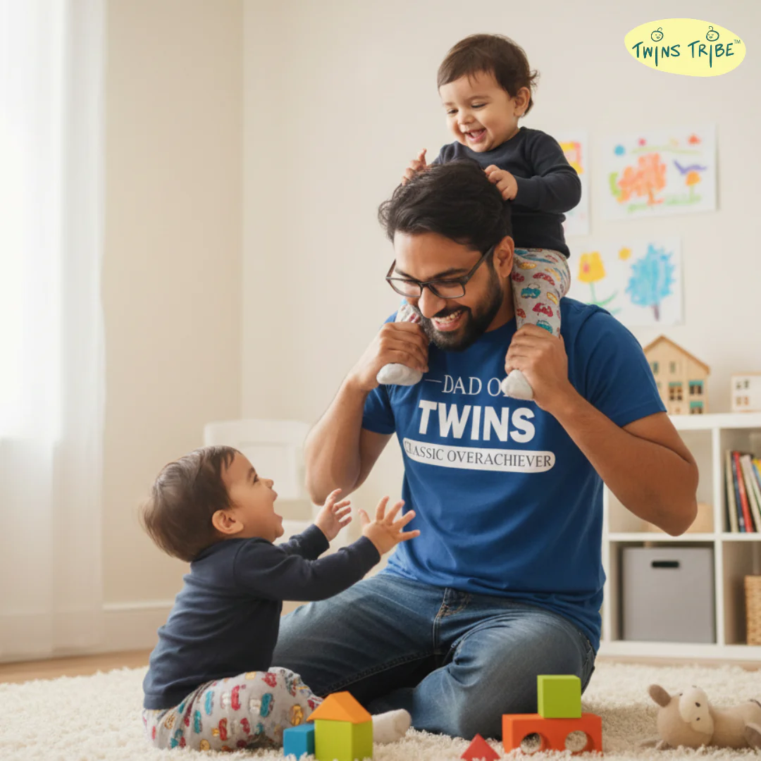 Classic Overachiever – Tee for Twin Dads - Royal Blue - Image 4