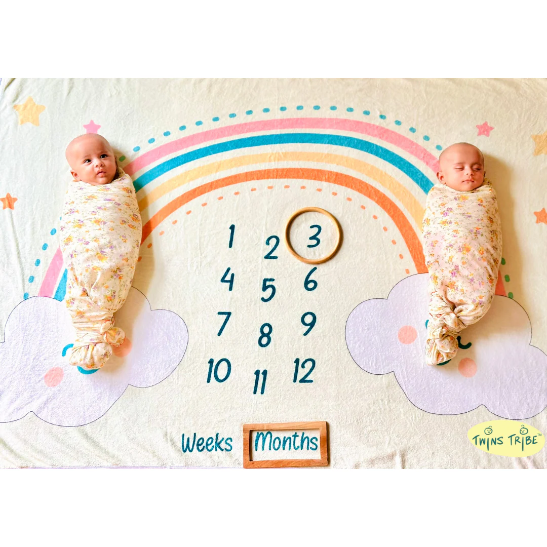 Twins Milestone Blanket - Rainbow Ride - Image 3