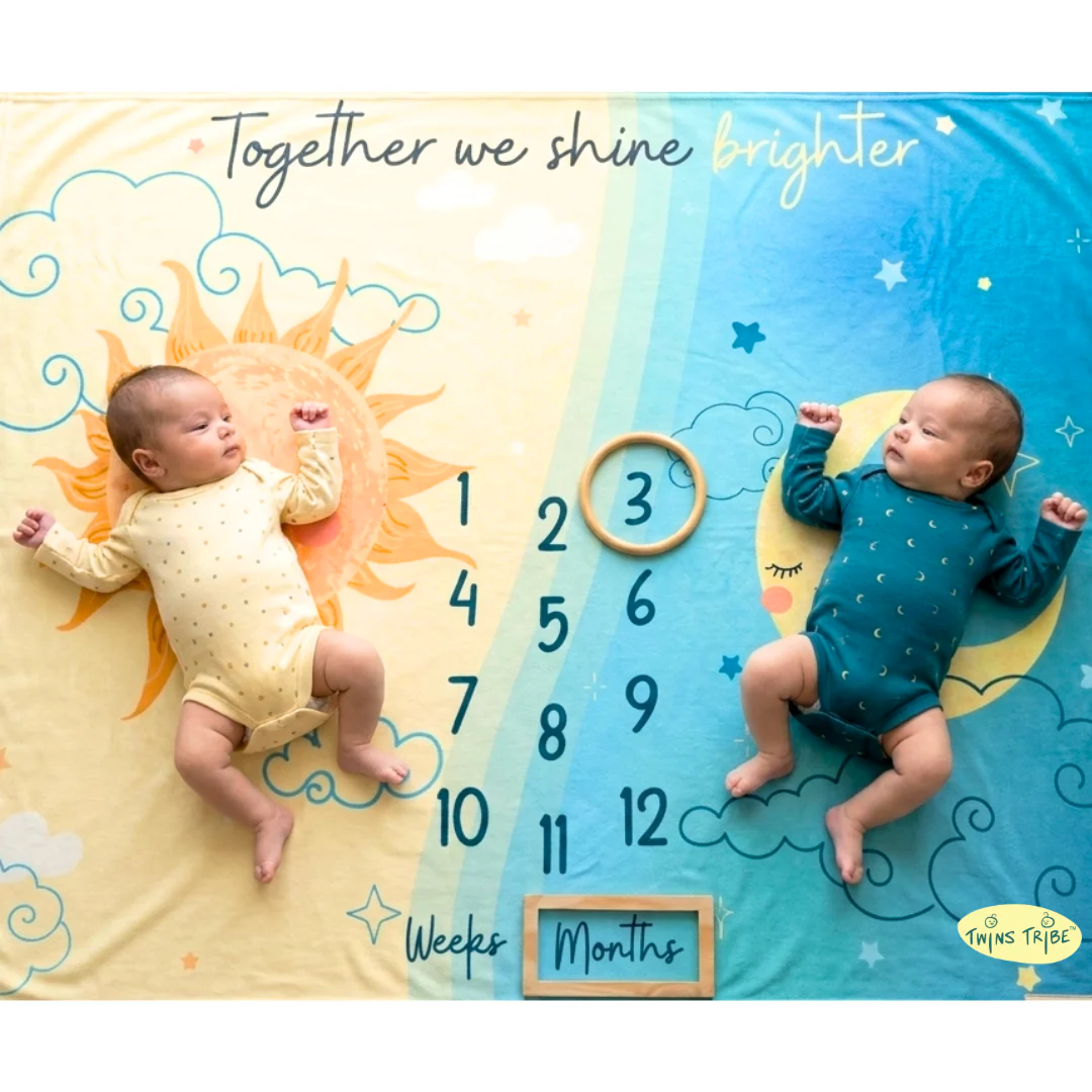 Twins Milestone Blanket - Sun & Moon: Brighter Together - Image 3