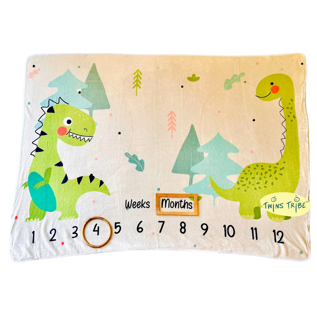 Twins Milestone Blanket - The Jurassic World - Image 5