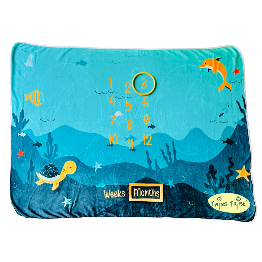 Twins Milestone Blanket - Under The Sea - Image 6