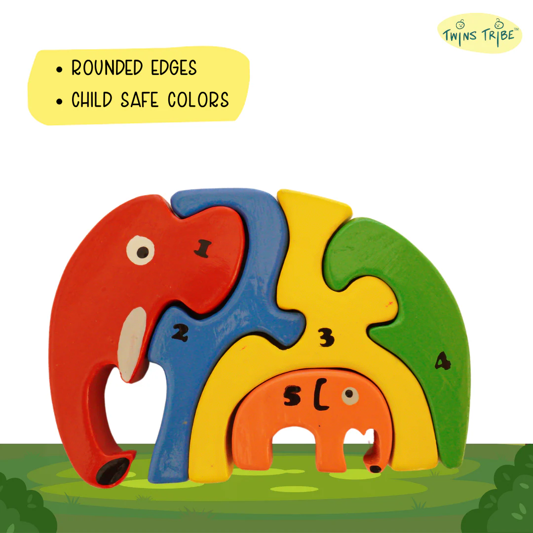 TwinsTribe Animal Family Jigsaw – Wooden Puzzle Gift Set for Twins - Image 3