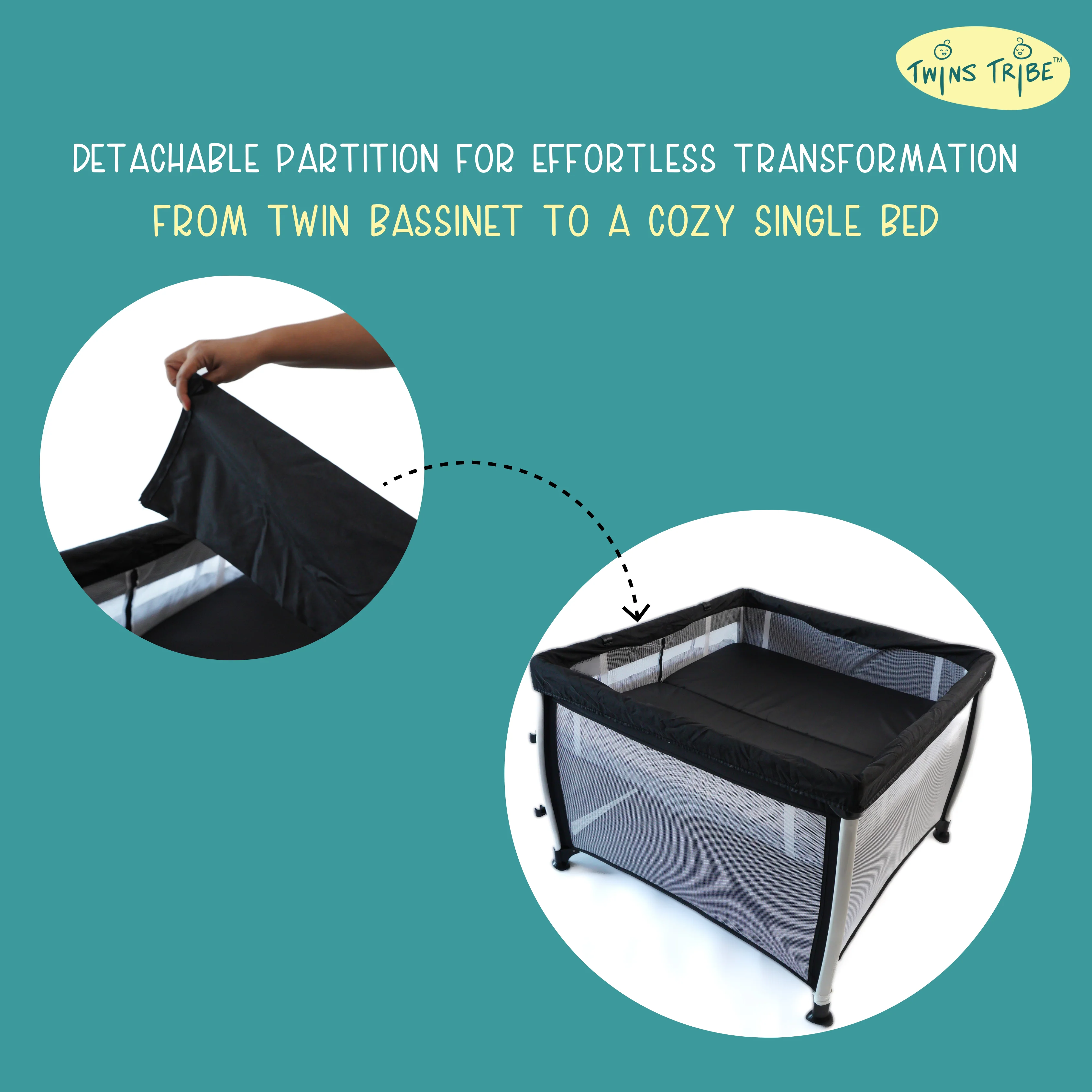 TwinsTribe Nap n’ Play: Twin Bassinet cum Playpen - Image 4