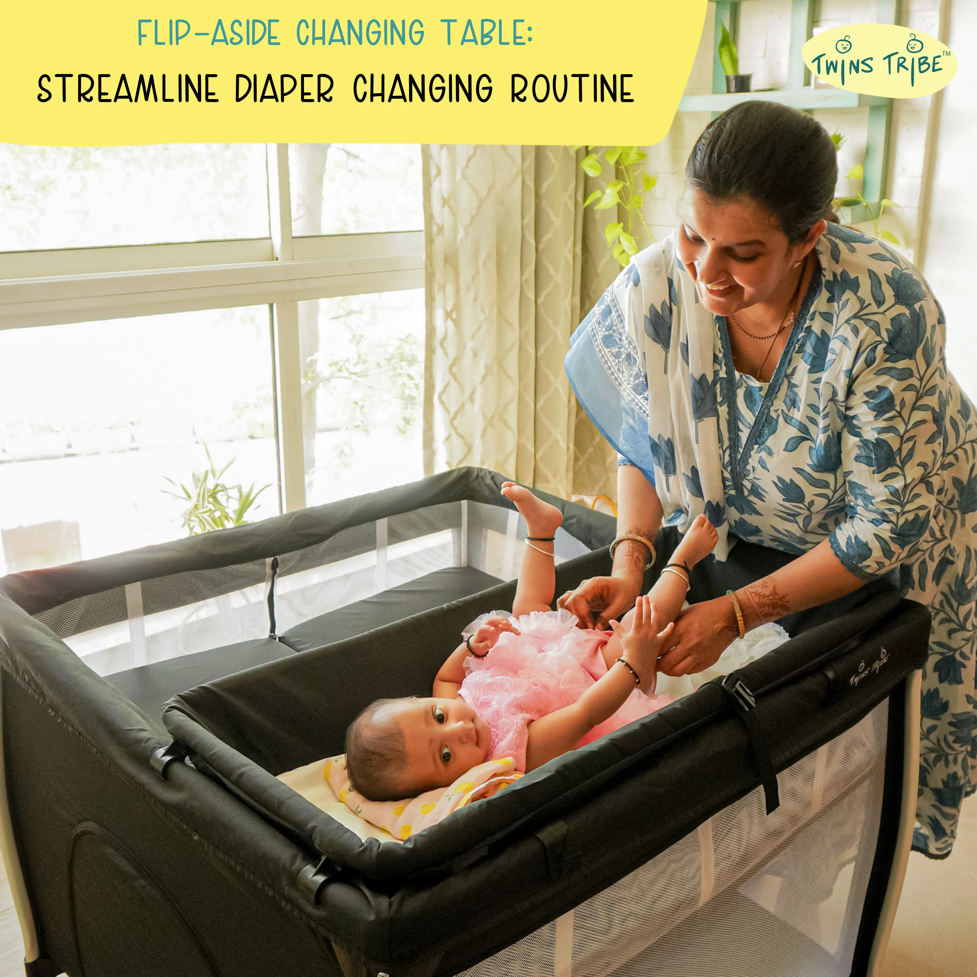 TwinsTribe Nap n’ Play: Twin Bassinet cum Playpen - Image 5