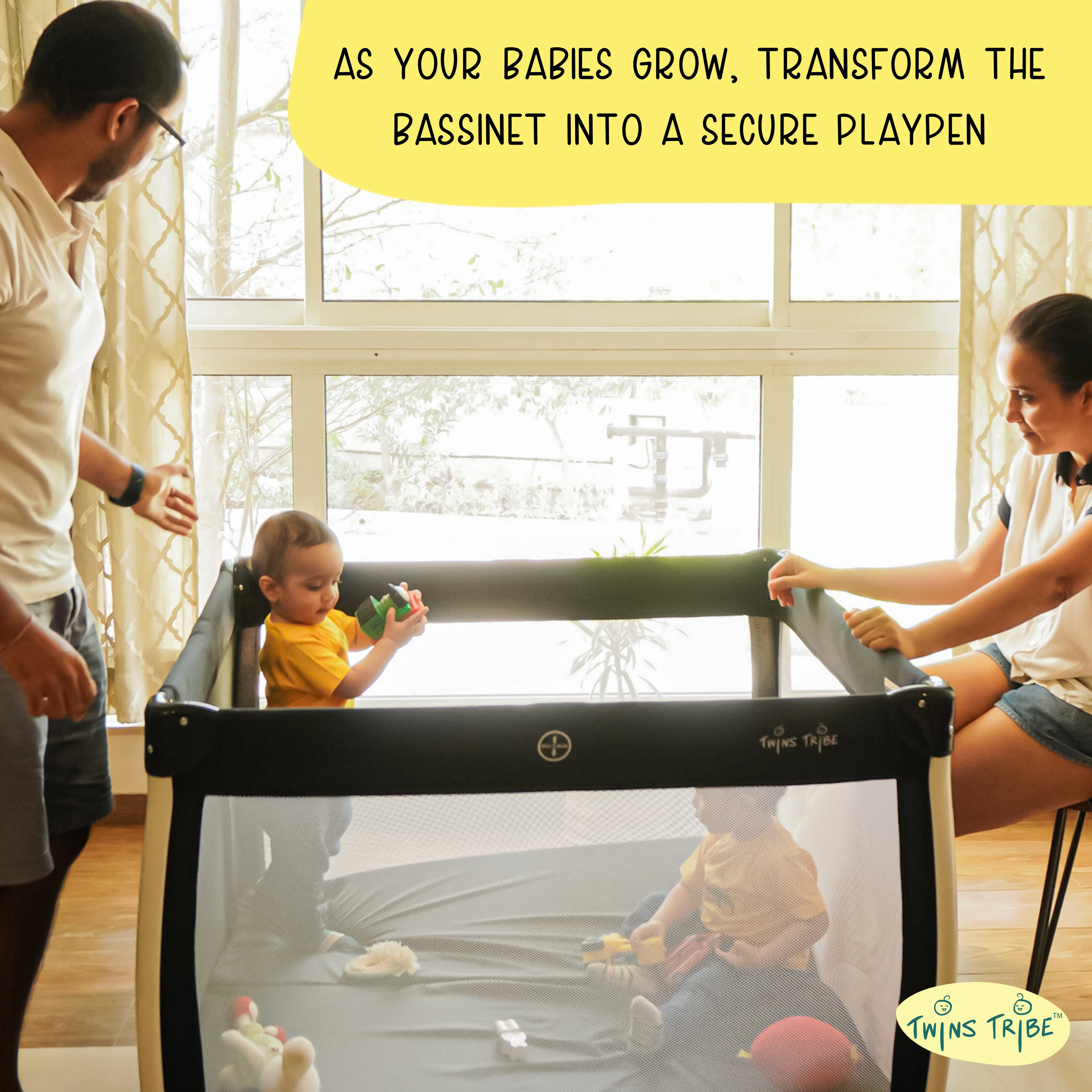 TwinsTribe Nap n’ Play: Twin Bassinet cum Playpen - Image 7