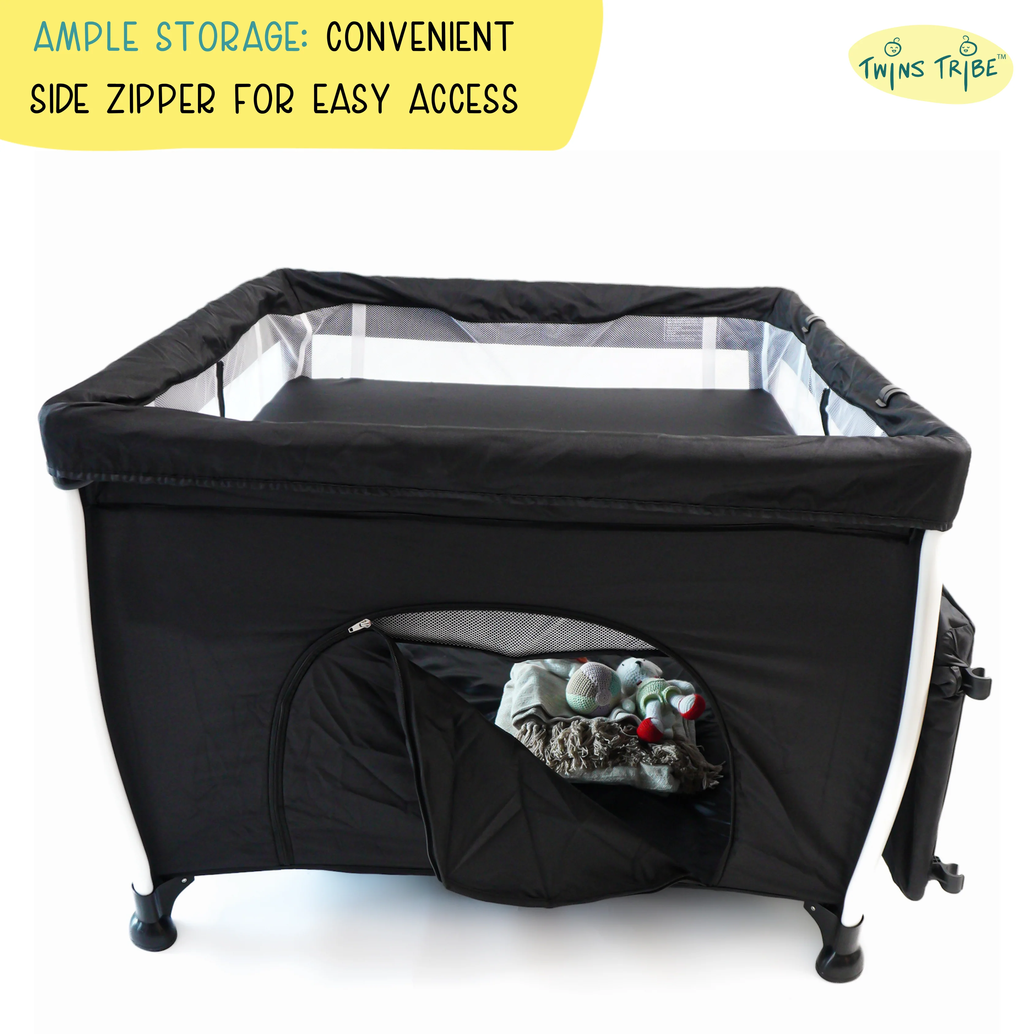 TwinsTribe Nap n’ Play: Twin Bassinet cum Playpen - Image 9