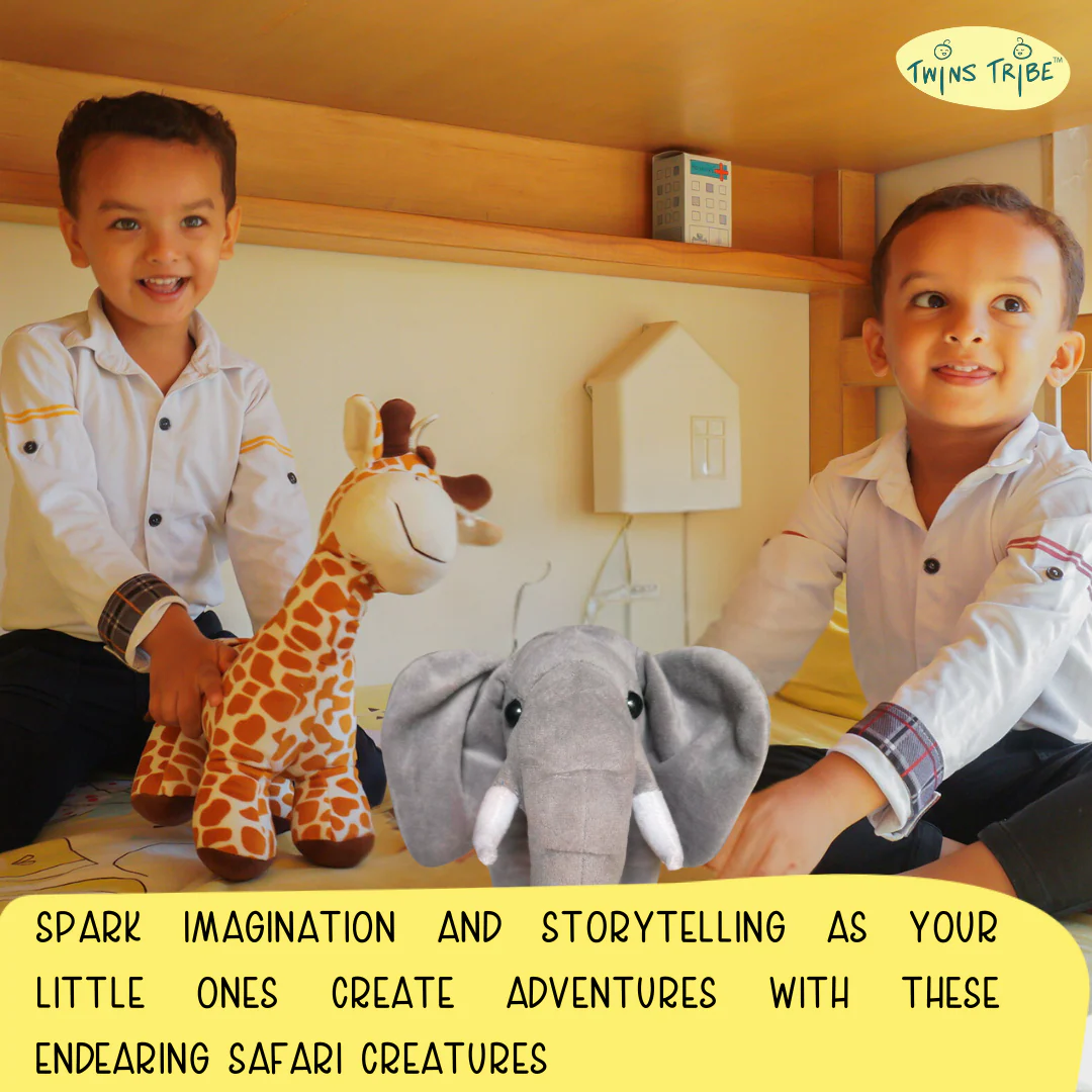TwinsTribe Safari Mates - Plush Toys Gift Set for Twins - Image 4