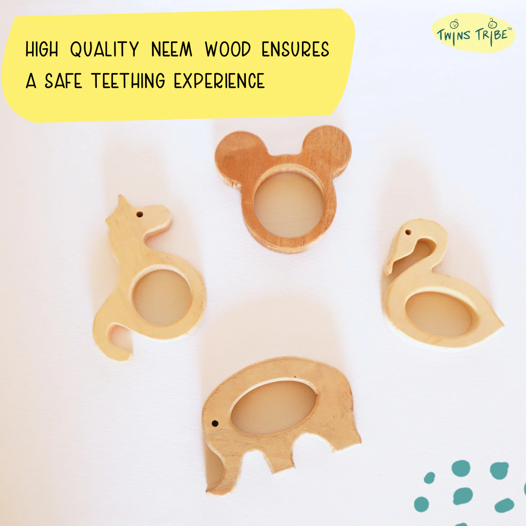 TwinsTribe Toots and Trinkets – Neem Teethers and Rattle Gift Set for Twins - Image 3