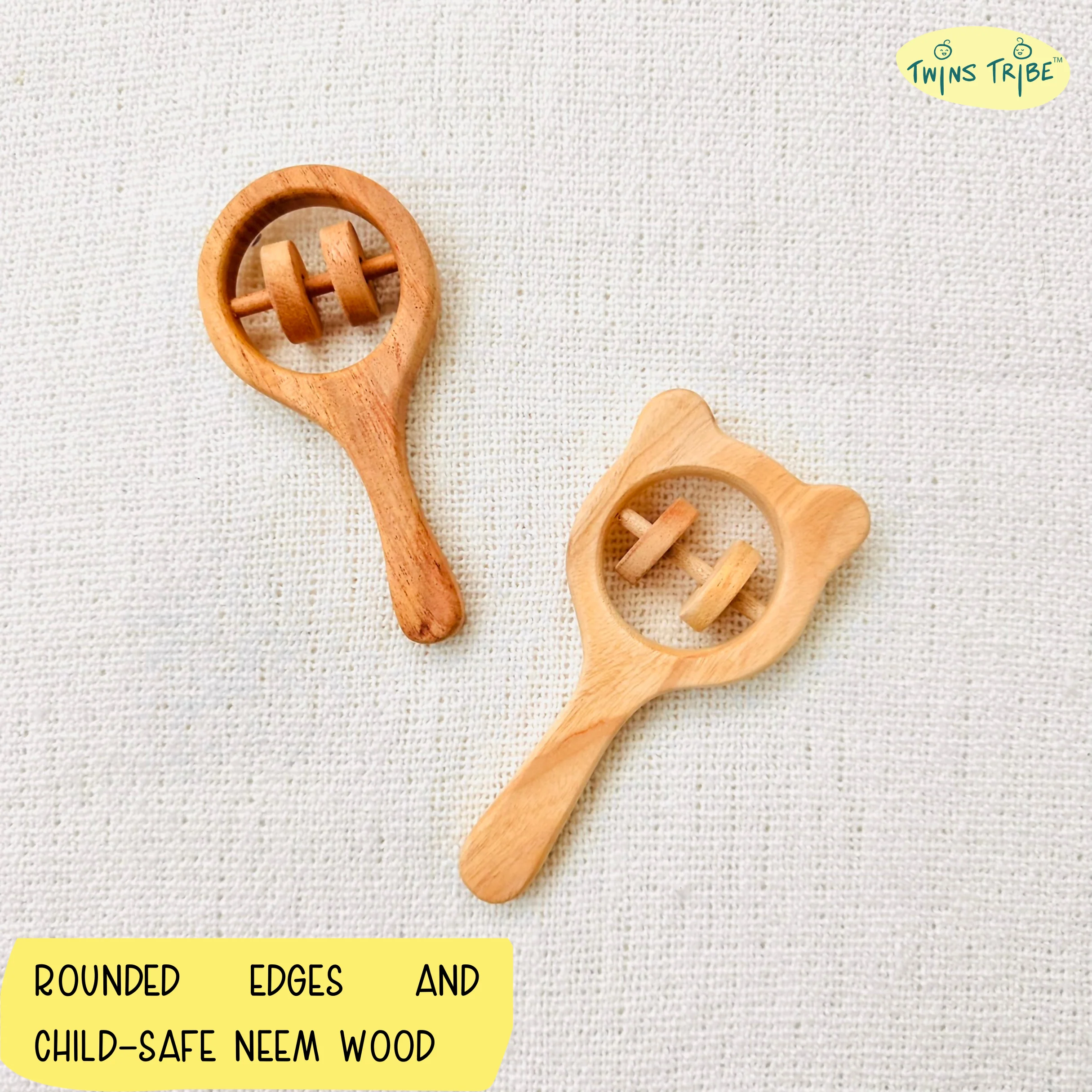 TwinsTribe Toots and Trinkets – Neem Teethers and Rattle Gift Set for Twins - Image 4
