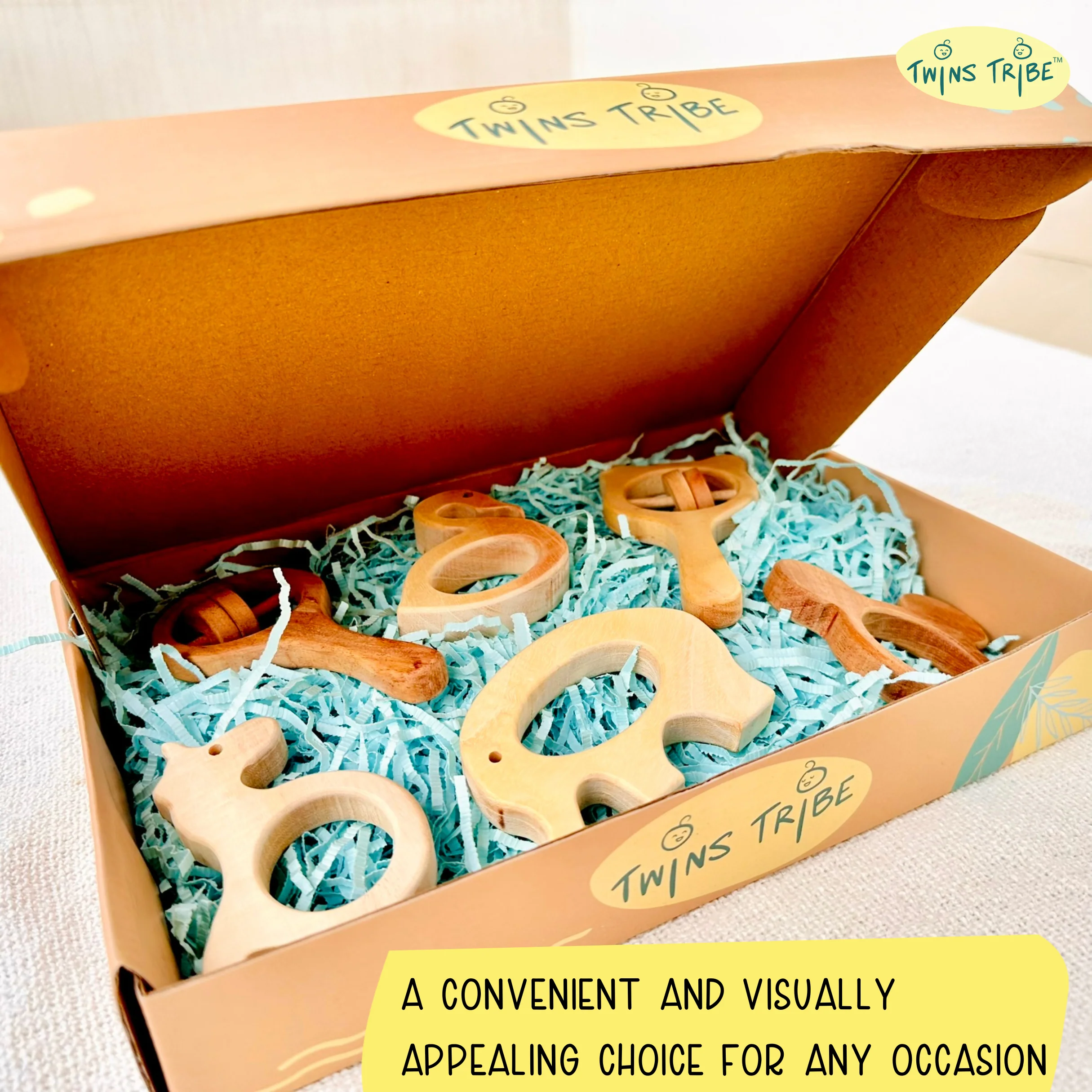 TwinsTribe Toots and Trinkets – Neem Teethers and Rattle Gift Set for Twins - Image 8