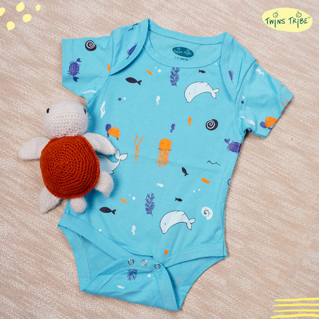 TwinsTribe Twins Onesie Set – Dolphins and Sharks - Image 3