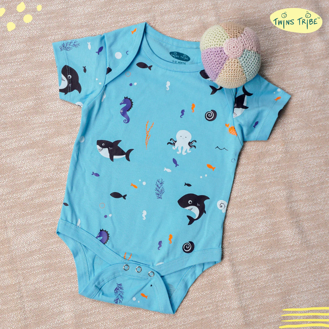 TwinsTribe Twins Onesie Set – Dolphins and Sharks - Image 4