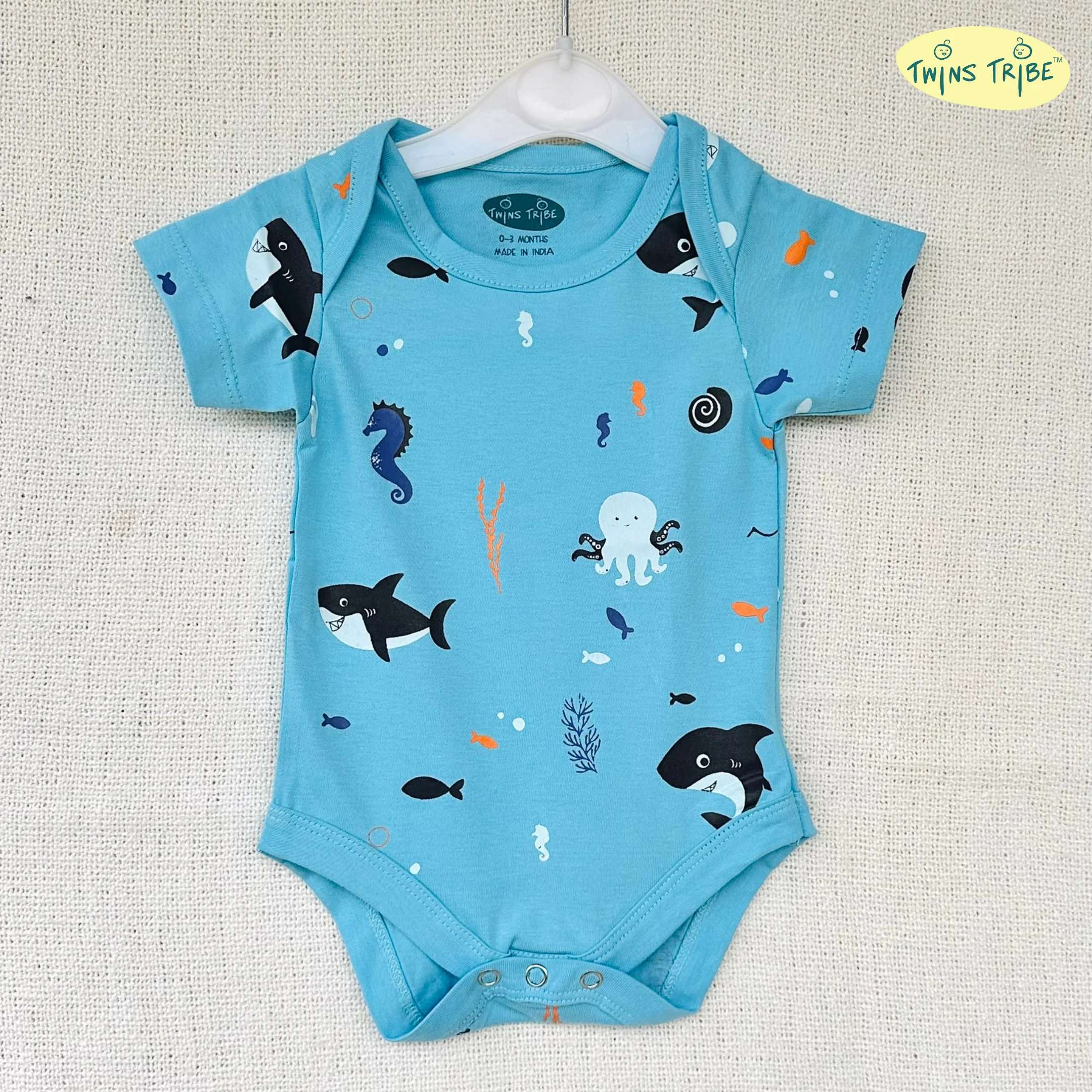TwinsTribe Twins Onesie Set – Dolphins and Sharks - Image 9