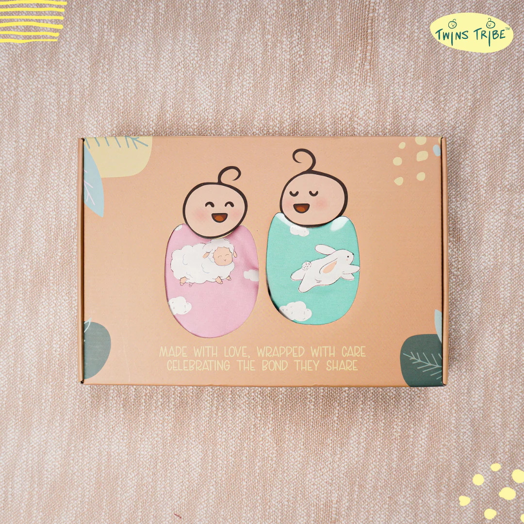 TwinsTribe Twins Onesie Set – Sheep and Bunnies - Image 5