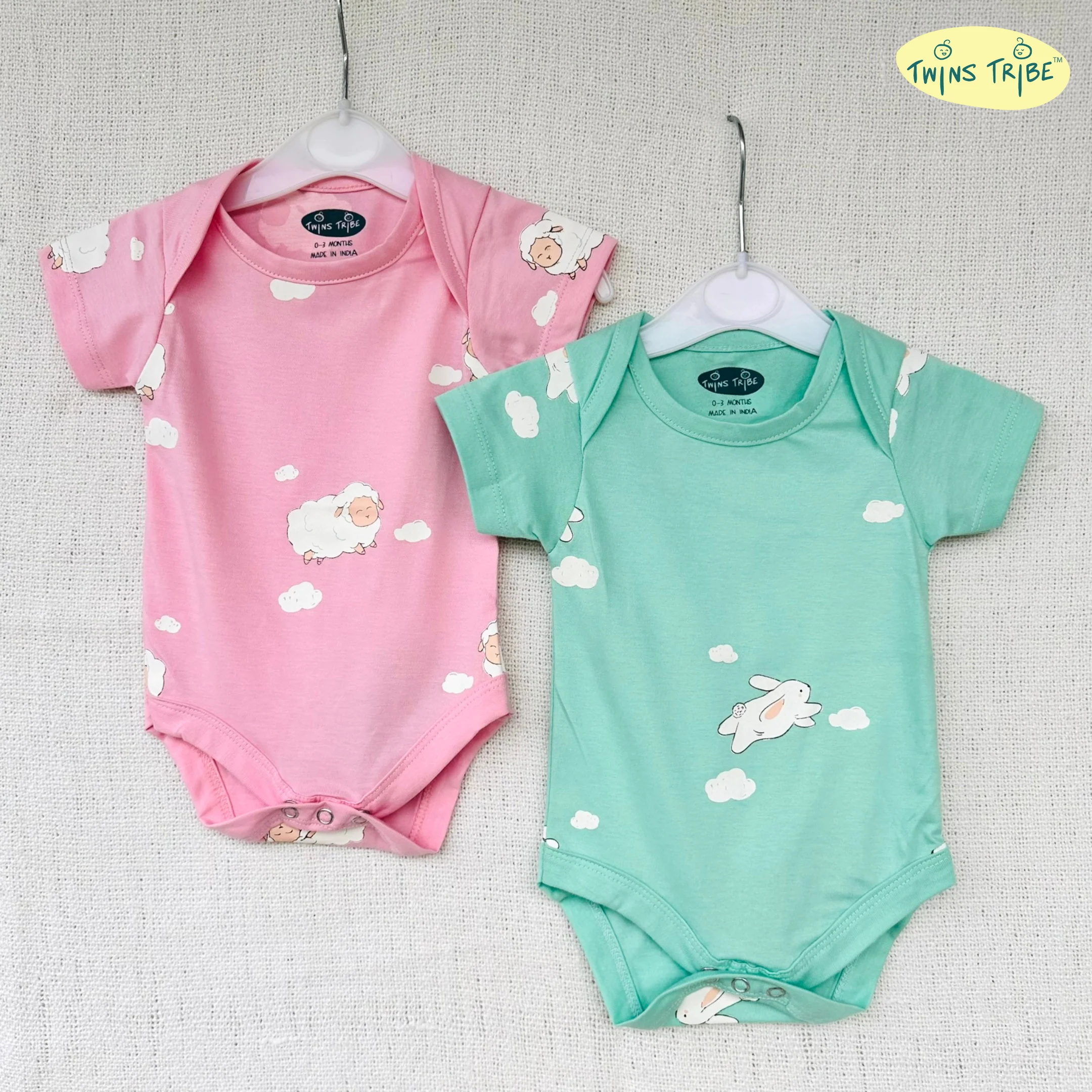 TwinsTribe Twins Onesie Set – Sheep and Bunnies - Image 7