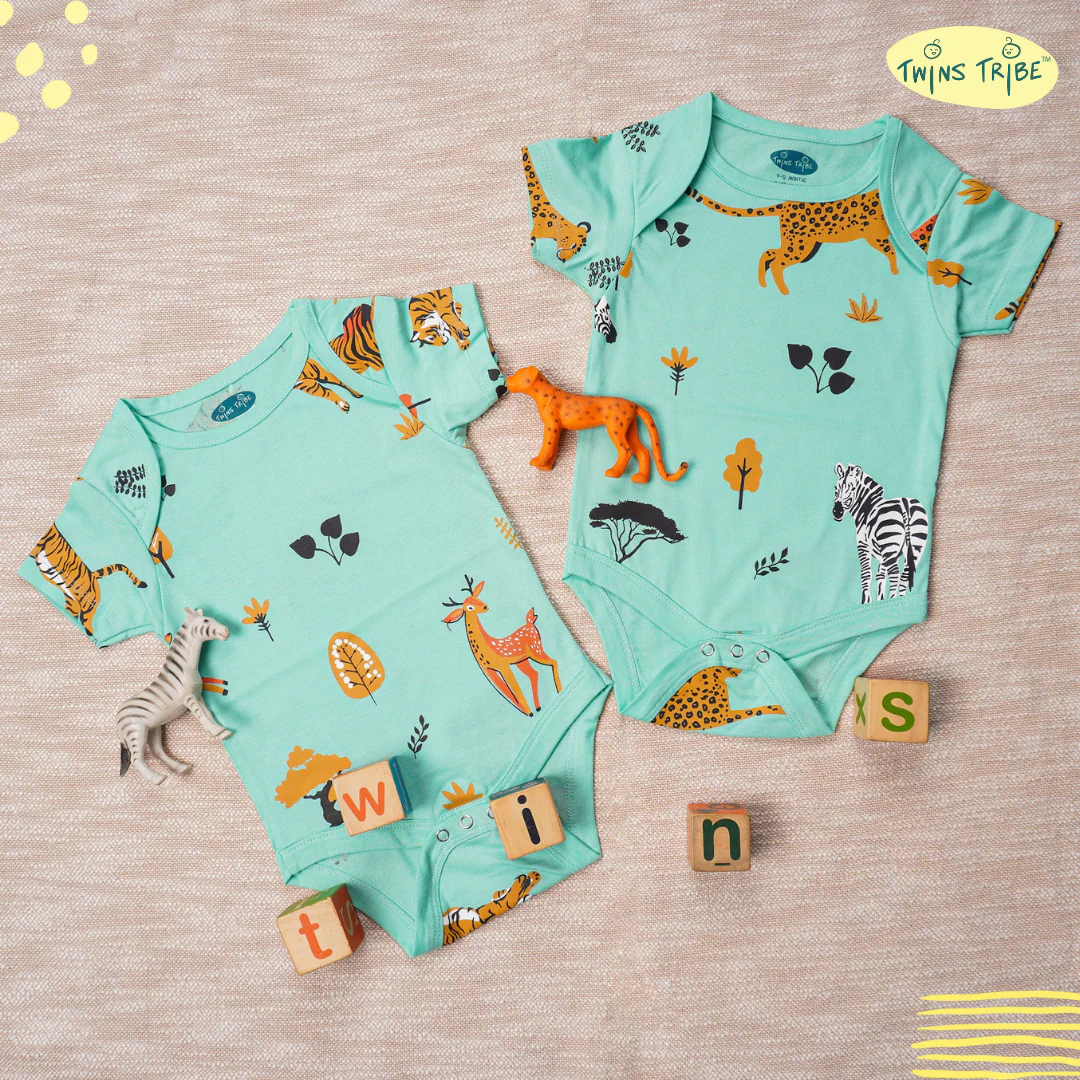 TwinsTribe Twins Onesie Set – Spots & Stripes - Image 2