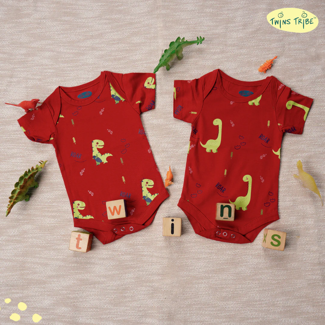 TwinsTribe Twins Onesie Set – The Dino World - Image 2
