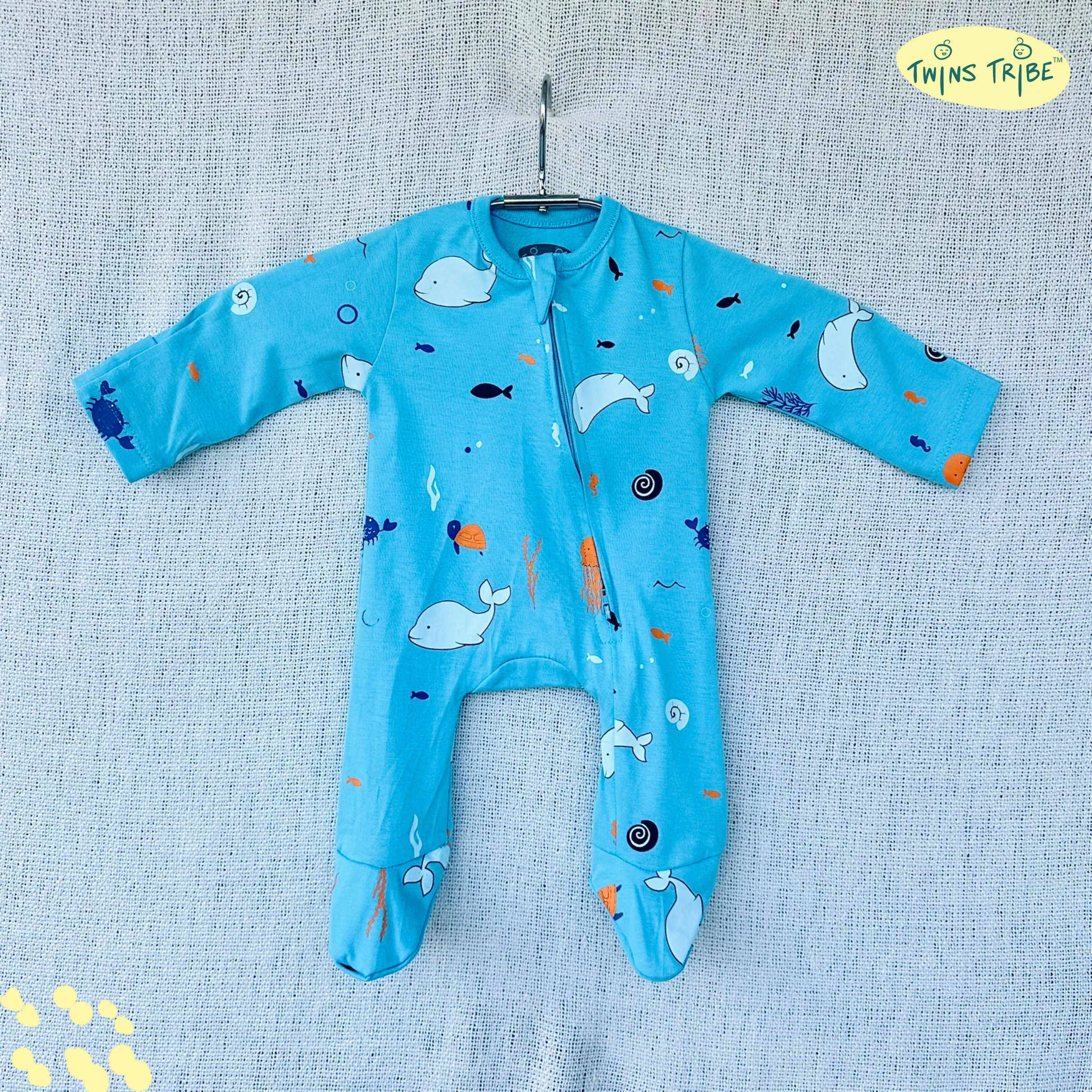 TwinsTribe Twins Rompers Set – Dolphins and Sharks - Image 4