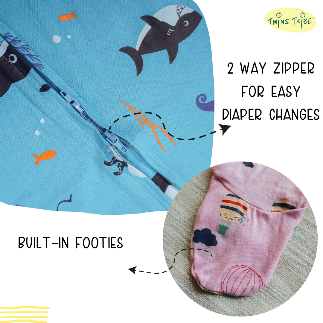 TwinsTribe Twins Rompers Set – Dolphins and Sharks - Image 7