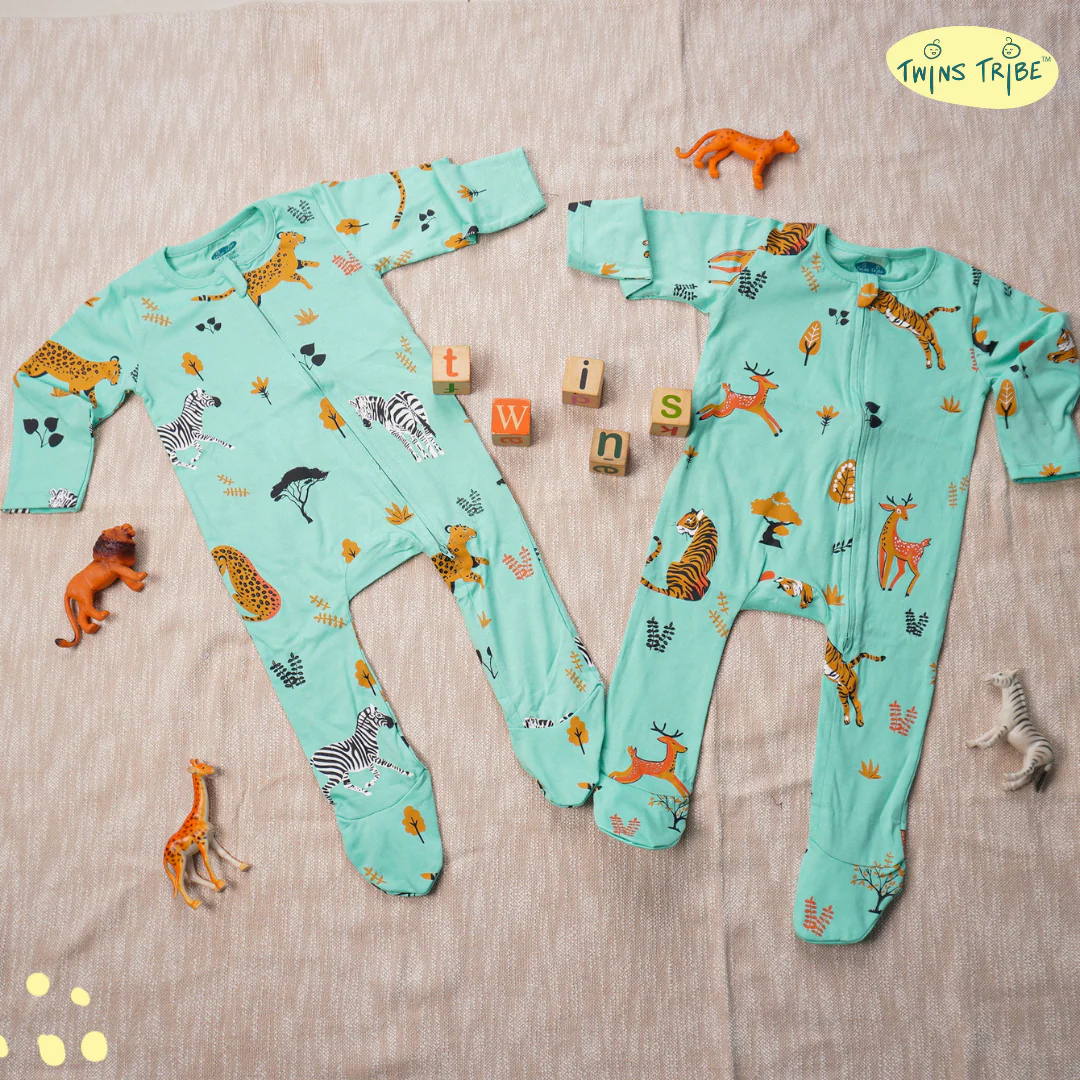 TwinsTribe Twins Rompers Set – Spots & Stripes - Image 5