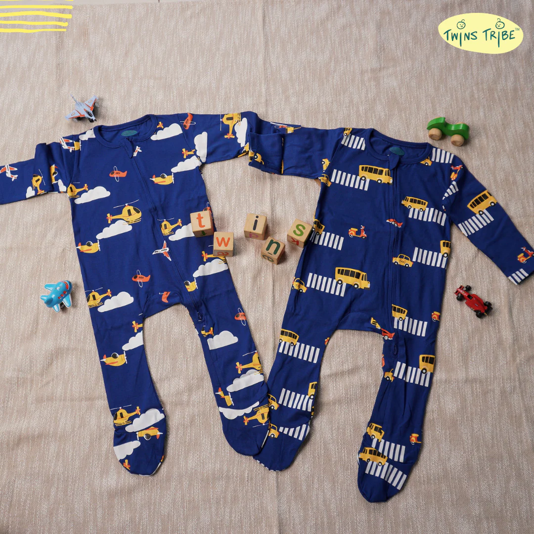 TwinsTribe Twins Rompers Set – Wheels & Wings - Image 5