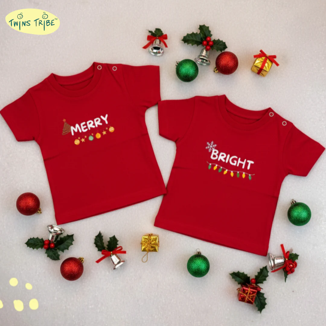 TwinsTribe Twins Tees Set – Christmas Special - Merry & Bright - Image 3