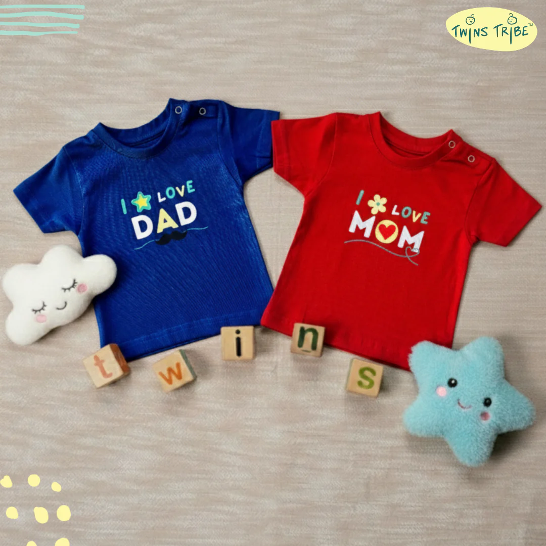TwinsTribe Twins Tees Set – I Love Mom · I Love Dad - Image 2