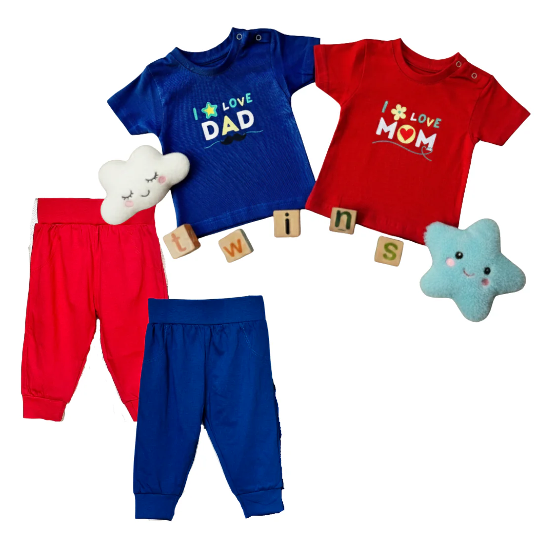 TwinsTribe Twins Tees Set – I Love Mom · I Love Dad - Image 3