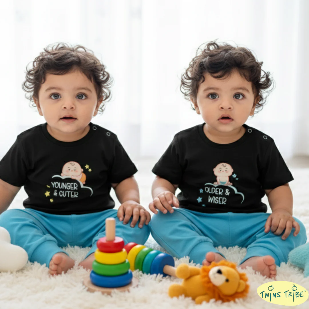 TwinsTribe Twins Tees Set – Older & Wiser · Younger & Cuter - Image 2