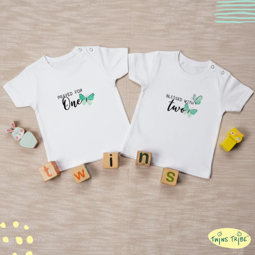 TwinsTribe Twins Tees Set – Prayed for One · Blessed with Two - Image 2